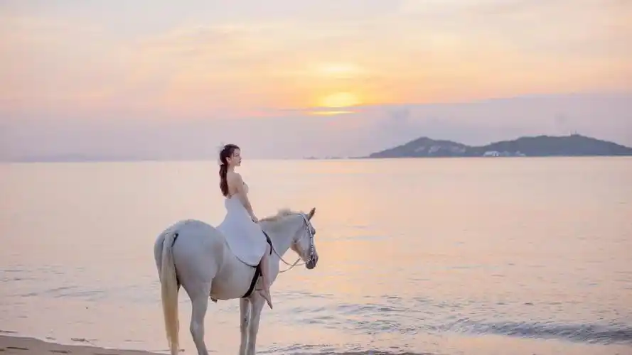 唯美夕阳海边美女写真,高清图片 - ipad壁纸