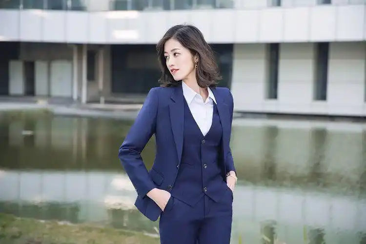 吉利汽车4s店工装藏蓝色西装长城哈弗销售男女西服套装售楼工作服品质