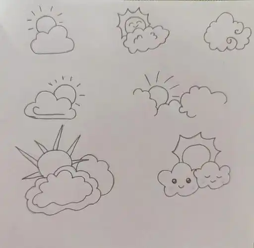 简笔画白云与太阳