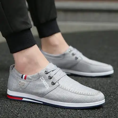 春夏季男士布鞋男青年防臭透气休闲鞋韩版百搭一脚蹬懒人帆布鞋男