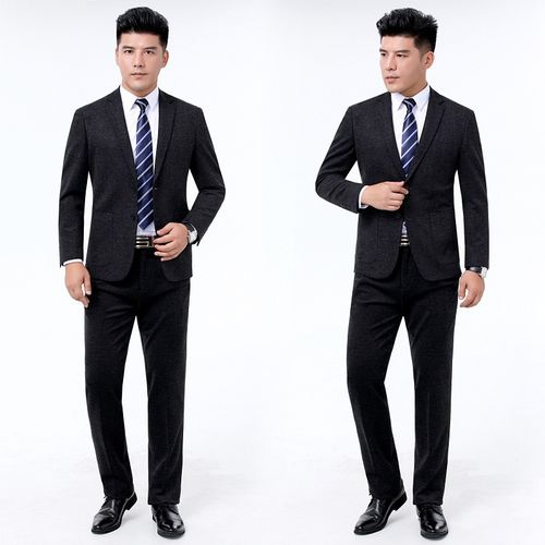 专柜正品羊毛料西服套装男士纯色商务正装职业装领导结婚西装外套