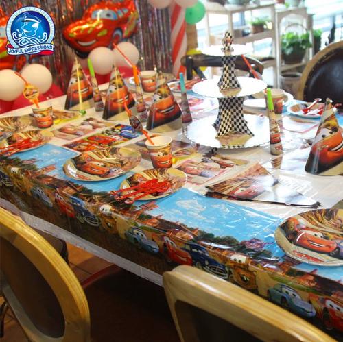 汽车总动员派对用品儿童生日聚会场地布置 麦昆桌布拉旗气氛布置
