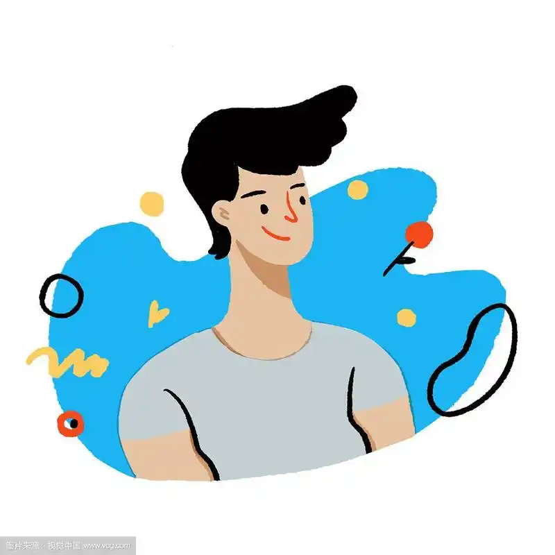 扁平风格时尚插画 短发半身男生