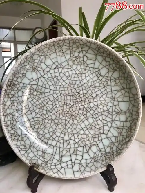 雍正仿哥釉大开片七星盘_彩绘瓷/彩瓷_第1张_7788瓷器