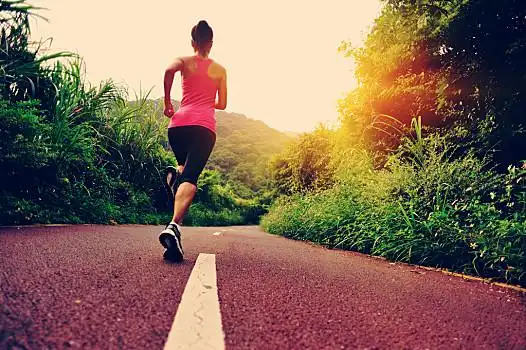 运动员,跑,道路,跑步,日出,女人,健身,慢跑,锻炼,健康