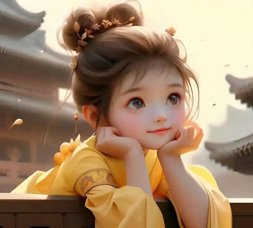 古风邻家女孩赏秋头像,呆萌可爱