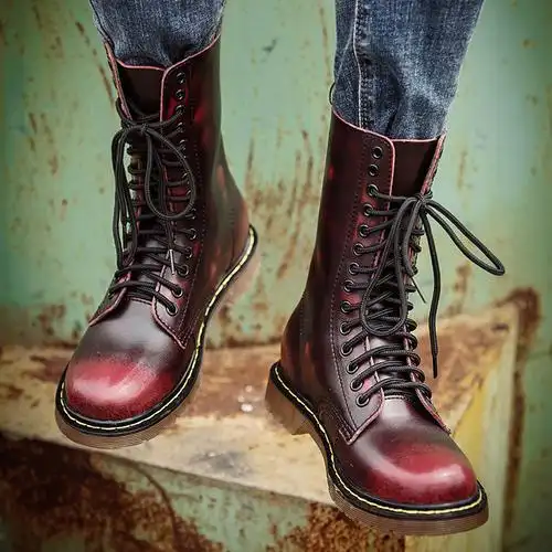 酷赛美跨境大码46外贸男士高筒皮靴子英伦男靴马靴长筒骑士靴工装