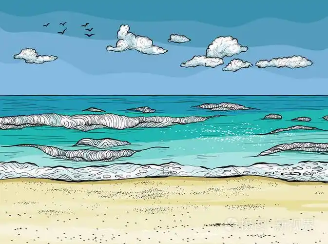 海浪溅在沙滩上.热带休闲插画-正版商用图片0aiwgv-摄图新视界