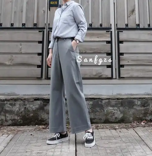 日本神裤系列～yaec@ 2way不皱不鼓包高腰直筒阔腿裤女经典休闲裤