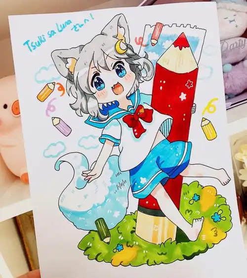 国庆放假前的动漫马克笔手绘人物动漫