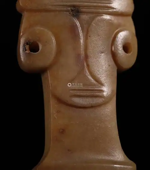 石家河 地方玉凤首神人面玉饰