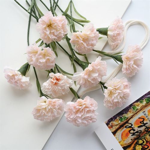 仿真花康乃馨母亲节日礼物房间卧室插花客厅装饰摆件ins唯美绢花