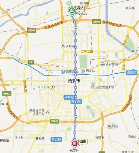 西安地铁二号线起点和终点分别在哪里?