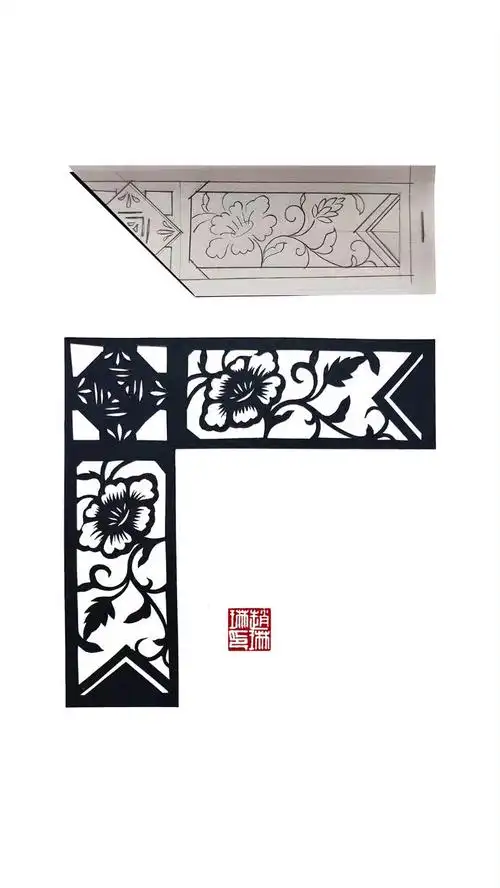 古风剪纸角隅纹样