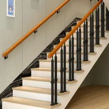 实木楼梯扶手栏杆铁艺立柱阳台围栏家用护栏别墅阁楼室内靠墙北欧靠墙