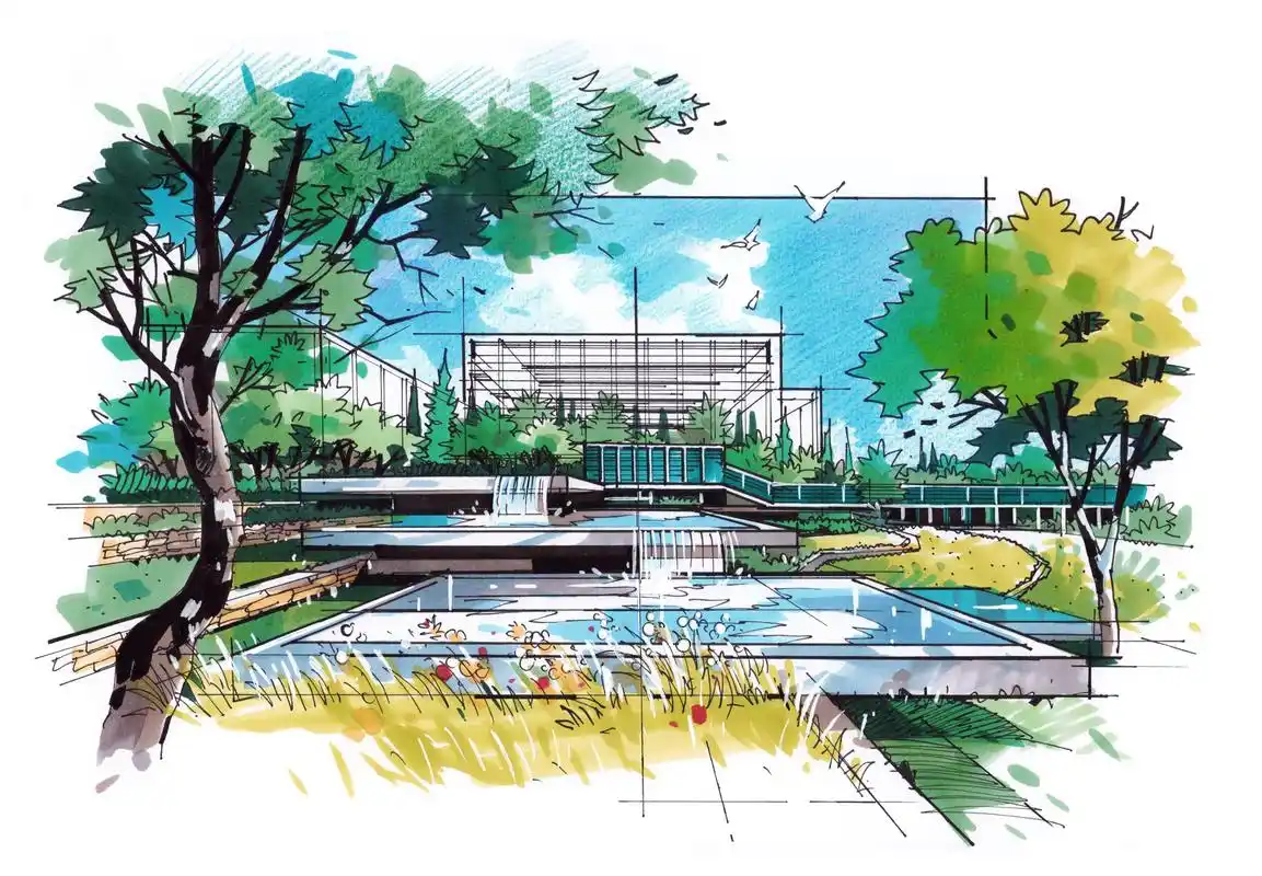 「重庆工商大学环艺考研」景观空间设计手绘.#重庆工商大学 # - 抖音