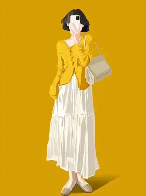 扁平风插画穿搭