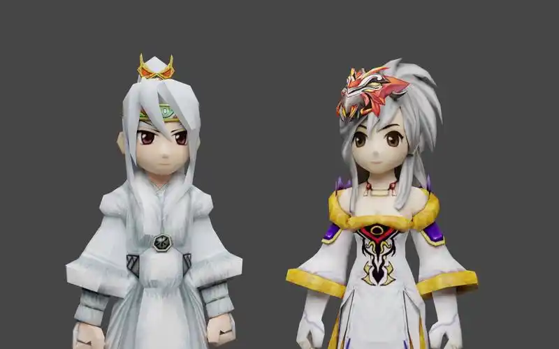 热血江湖模型_正四男枪_邪九女刺客_寒冰长袍 cp 冰晶雪舞裙_202269