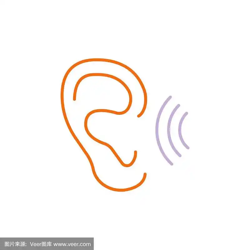 耳朵矢量线图标颜色.听力