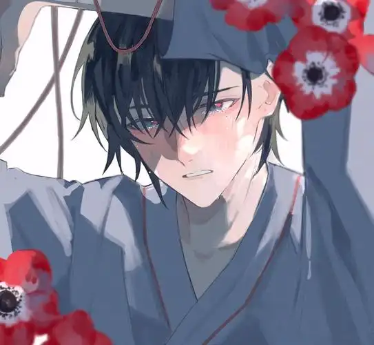 少年 插画 动漫男头 男生头像 脸红了… 画师twi:mya_x_x