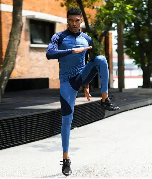 跑步压缩裤男士健身紧身裤男士运动慢跑裤涤纶慢跑运动裤男士慢跑裤