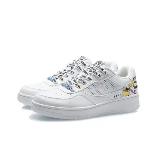 李宁板鞋男鞋迪士尼联名小白鞋情侣鞋白色休息运动鞋agcr203-5