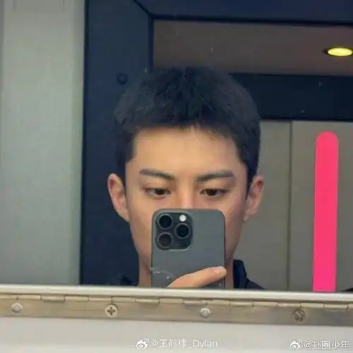 王鹤棣寸头对镜自拍照##王鹤棣晒寸头自拍照