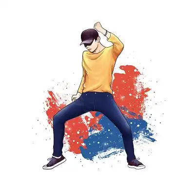 手绘卡通人物街舞舞蹈原创素材