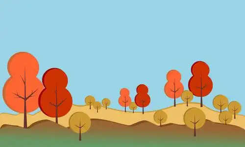 秋天的风景.美丽的背景卡通矢量插画照片