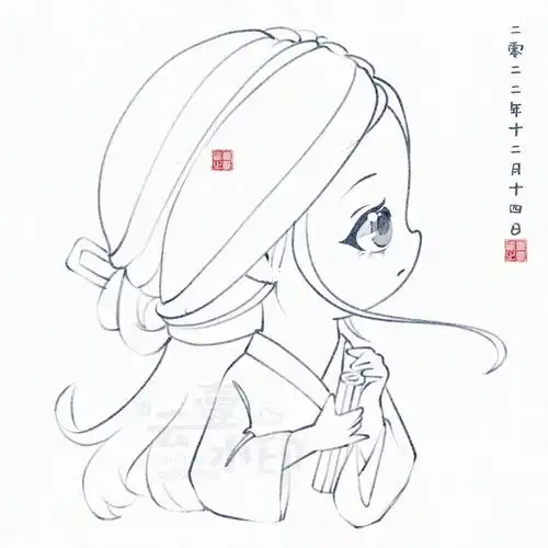 ipad q版古风头像线稿