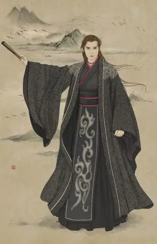 古风美男 古风手绘 水彩