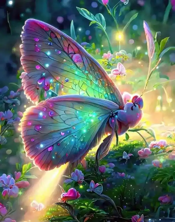 唯美图片〡梦幻蝴蝶,晚霞温柔,风也醉人