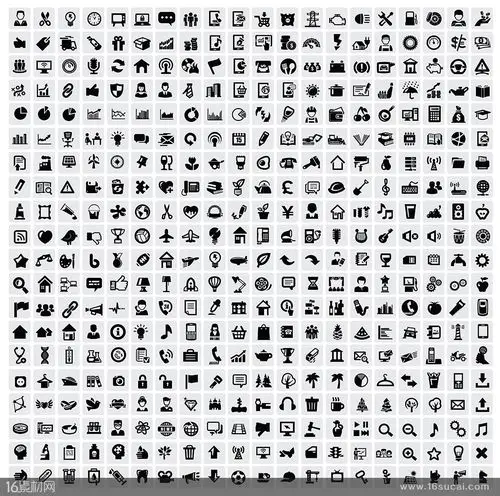 千款简单实用单色网页小图标矢量素材