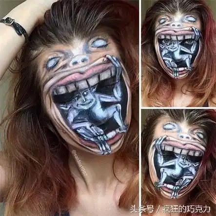 的少女惊人的化妆天赋 #动漫# #gif# #创意# #内涵# #重口味# #搞笑