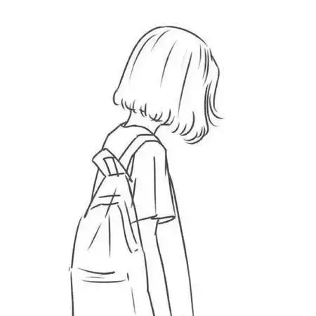 小学生背着书包的简笔画背影