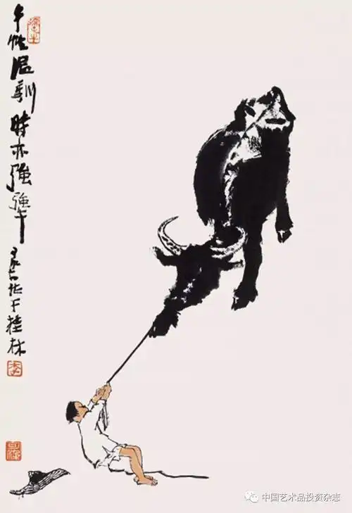 中国近代杰出的画家李可染画牛