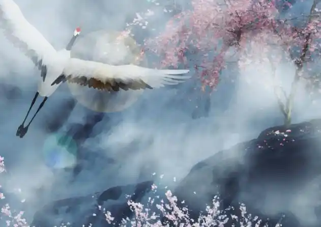 古风:回首间,站在桥上抬眼看,只看见,桃花漫天尽飞散