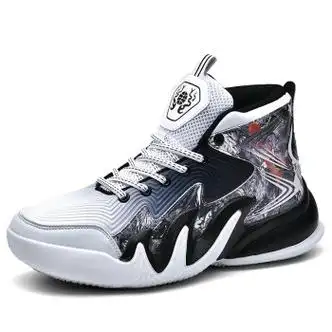 李宁篮球鞋男高帮中学生实战外场训练比赛运动鞋情侣休闲跑步8809白黑