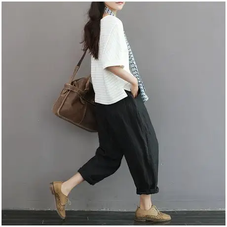 【女萝卜裤】_棉麻休闲裤图片_亚麻女萝卜裤价格_搭配分享 - 爱逛街