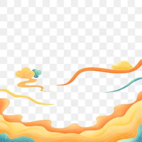 32国潮手绘祥云装饰png免扣素材中国风古风传统花纹海报边框图片