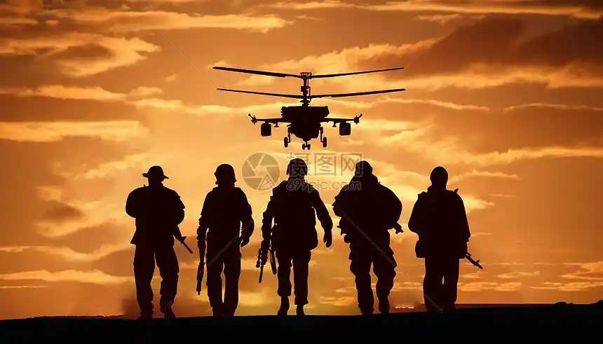 背景图片下载,该背景图片标题为夕阳下军人剪影,编号:501035521,格式