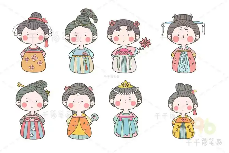 古风q版唐朝女子合集_古风人物简笔画