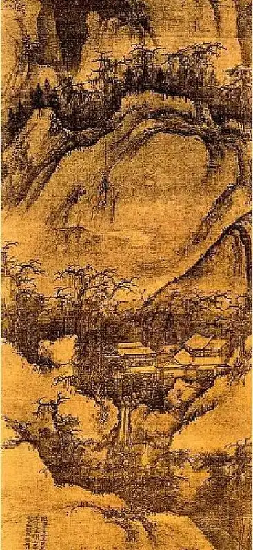雪山萧寺图:范宽作.台北故宫博物院藏.·雪山寒林图:范宽作.