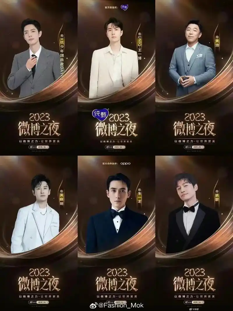 2023微博之夜男明星出席名单 肖战,王一博,黄渤,黄晓明, - 抖音