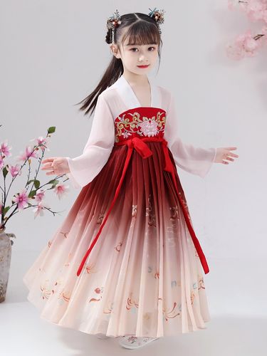 (今日5折)儿童汉服女童唐装春秋齐胸中国风超仙连衣裙童装襦裙古装礼