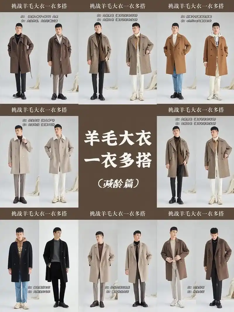 8套男生羊毛大衣一衣多搭.秋冬轻熟风大衣|||男生羊绒大衣穿 - 抖音
