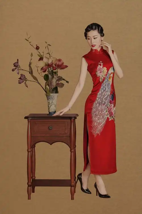 服装拍摄某品牌旗袍礼服中国风新文人画摄影