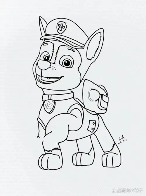 1汪汪队立大功阿奇狗狗原创手绘线稿附步骤 阿奇狗狗
