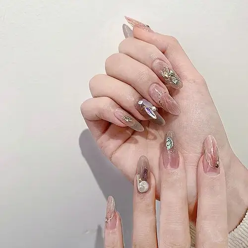 日系美甲贴片成品穿戴式女可拆卸新娘甲小红书长尖款结婚假指甲夏