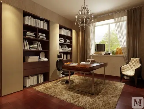 简欧书房书柜装修效果图